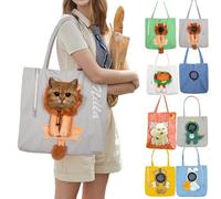 Personalized Cat Canvas Bag Embroidery Pet Name,Custom Pet Expose The Head Handbag For Cats Small Dogs Puppy,Customised Gifts For Pets Lover (Gray)