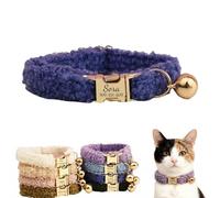Personalized Cat Collar Engraved with Name and Phone Number Plush Loop Material Metal Bucket Adjustable Soft Lightweight Kitten Collar for Cats Small Dogs