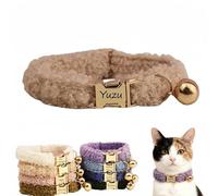 Personalized Cat Collar Engraved with Name and Phone Number Plush Loop Material Metal Bucket Adjustable Soft Lightweight Kitten Collar for Cats Small Dogs