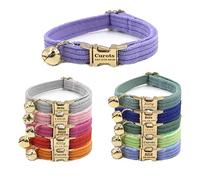 Personalized Cat Collar with Pet Name Phone Number Engraved Metal Buckle, Customized Adjustable Velvet Cat ID Collars with Bell for Boys Girls Kittens