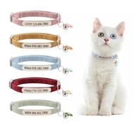 Personalized Cat Collars Breakaway with Bell, Custom Corduroy Cat Collar with Name and Phone Nummber, Cute Collar with Flower Accessories for Cat or Kitten