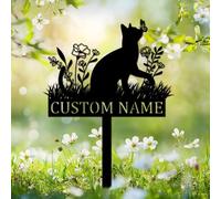 Personalized Cat Grave Marker for Cemetery,Custom Cats Memorial Garden Stake Metal Name Signs,Customized Flowers Butterfly Pets Memories Sympathy Gifts,Pet Tombstone Burial Plaque for Lawn Outdoor