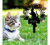 Personalized Cat Grave Marker Outdoor,Custom Cats Memorial Headstone Plaque with Stake,Customized Pet Name Flower Garden Sign,Loss of Pet Tombstone Burial Markers Remembrance Gifts for Yard Lawn Patio