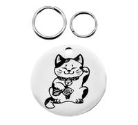 Personalized Cat ID Tag - Maneki Neko Lucky Cat Design, Engraved Stainless Steel Cat Name Tag in Silver, Gold or Rose Gold (Rose Gold, 20mm)