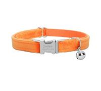 Personalized Cat Kitten Collars with Bow Bell,Custom Engraved Kitty Collars for Girls Boys Cats Soft Velvet Pattern-Orange