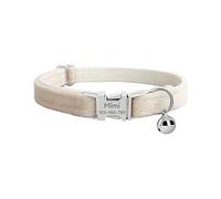 Personalized Cat Kitten Collars with Bow Bell,Custom Engraved Kitty Collars for Girls Boys Cats Soft Velvet Pattern-White