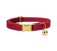 Personalized Cat Kitten Collars with Bow Bell,Custom Engraved Kitty Collars for Girls Boys Cats Soft Velvet Pattern-Red Golden