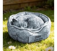 Personalized Cat Memorial Garden Stones with A Sleeping Cat Statue Waterproof Cat Grave Markers Loss Memorial Sympathy Gifts, 7.8" x 4.7"x3.9"