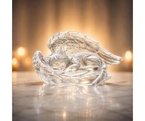 Personalized cat Memorial Gift, Transparent Resin Angel Wing cat Sculpture, can be Customized with Engraving and Date, as a Condolence Gift for a deceased pet, Indoor pet Memorial Statue.