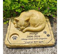 Personalized Cat Memorial Stones, Cat Headstone, Engrave Pet Memorial Stones Grave Markers With A Cat Kitten Angel Statue On The Top.