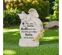 Personalized Cat Memorial Stones,Cat Headstone, Engrave Pet Memorial Stones Grave Markers with A Kitten Angel Statue