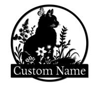 Personalized Cat Metal Wall Art, Custom Pet Lover Gift for Home & Garden, 12"-30" Halloween Decor, Memorial Sign, Peeking Silhouette Door Hanger (Style D)
