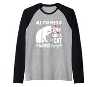 Personalized Cat Name Harry Cute Kitten Pet Lover Raglan Baseball Tee