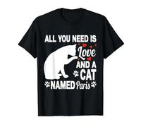 Personalized Cat Name Paris Cute Kitten Pet Lover Value Graphic T-Shirt, Men, Black, L
