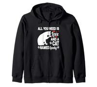 Personalized Cat Name Spooky Cute Kitten Pet Lover Zip Hoodie