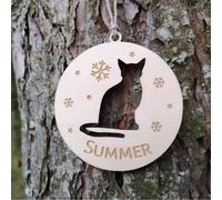 Personalized Cat Ornament, Christmas Cat Ornament, Christmas Tree Decoration, Custom Cat Shape, Cat Name Engraved, Cat Breed, Hanging Bauble (design 8)