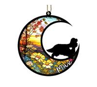 Personalized Cavalier King Charles Spaniel Dog Memorial Suncatcher, Cavalier King Charles Spaniel Christmas Ornament with Name, Pet Loss Stained Glass Light Catcher, Gifts for Dog Lovers Loss of Dog