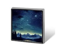 Personalized Celestial Night Sky Lapel Pin for Men Women Cute Funny Square Brooch for Ease And Safe Aluminum Alloy Brooches Suit Dress Accessories Wedding Party