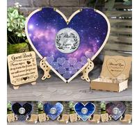 Personalized Celestial Wedding Guest Book Alternative Custom Couple Name Night Sky Rustic Guestbook with 30/50/90 Pcs Heart Baby Shower Anniversary Party Drop Box for Friends Newlyweds