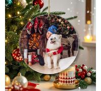 Personalized Ceramic Christmas Ornament, Custom Photo & Text for Couples, Weddings, Graduations, Families, Double-Sided Hanging Tree Decoration, for Loved Ones