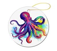 Personalized Ceramic Christmas Ornaments - Colorful Octopus Round Porcelain Hanging Decor with Double-Sided Printing, Christmas Tree Ornament for Holiday Keepsake Gifts (2.8 Inch)