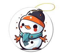 Personalized Ceramic Christmas Ornaments - Snowman Orange Nose Round Porcelain Hanging Decor with Double-Sided Printing, Christmas Tree Ornament for Holiday Keepsake Gifts (2.8 Inch)