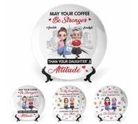 Personalized Ceramic Decorative Plates Custom Cartoon Portrait Decorative Gifts With Portrait Name Custom The Only Thing Better Than Being Your Mother Is Watching You Be A Mom Plate For Woman