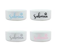 Personalized Ceramic Pet Bowl, Custom Dog Pet Name Dish with Paw Design, Perfect Pet Feeding Bowl Gift for Birthdays or Chrismas (Large)