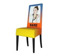 ＨＡＯＡＮＧＺＨＥ Personalized Chair Covers, Add your photo, Stretch Kitchen Dinner Chair Seat Covers Washable Chair Slip Covers, Chair Seat Protector Cover, for Home Party Hotel Wedding Ceremony