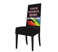 Personalized Chair Covers For Banquet Hotel Party Wedding Ceremony Dining Room, Add Your Photo Text Logo, Custom Washable Stretch Kitchen Dinner Chair Seat Covers