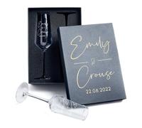 Personalized Champagne Flutes - Set of 2 - Custom Wedding Glasses - Bride & Groom Wedding Gifts for Mr & Mrs - Engagement, Bridal Shower, Anniversary, Gift for Couple - Valentines Day Gift