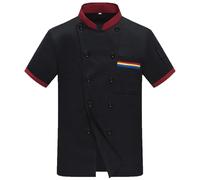 Personalized Chef Jacket Unisex Chefs Coat Custom Short Sleeve Chesfswear Kitchen Uniform for Men Women,Black,L
