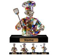 Personalized Chef Name 2D Crystal Desktop Ornaments for Bedroom Office Living Room Custom Profession Theme Stained Glass Desktop Ornaments Chef Desk Accessory Home Decor Gift for Family Friends
