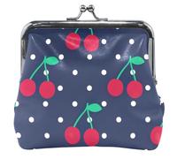 Personalized Chic Red Cherries Navy Women's Coin Purses & Pouches Kiss Lock Girls Small Change Purse, Chic Red Cherries Navy, Classic