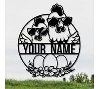 Personalized Chicken Coop Metal Sign,Custom Chicken Farm Metal Wall Art,Personalized Chicken MetalSign, Metal Chicken Farmhouse Sign,Hen House Sign, Funny Chicken Farm Decor (Style C)