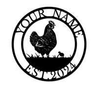 Personalized Chicken Coop Metal Sign, Custom Farm Name Wall Art, Rustic Hen House Decor, Poultry Farmer Gift, Country Farmhouse Kitchen Decoration (Style-6)