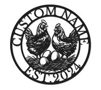 Personalized Chicken Coop Metal Sign, Custom Name Farm Wall Art, Hen House Decor, Rustic Eggs Farm Plaque, Country Kitchen Accent, Poultry Lover Gift, Barnyard Welcome Sign (Style-5)