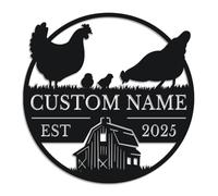 Personalized Chicken Coop Metal Sign, Custom Name Farm Wall Art, Hen House Decor, Rustic Eggs Farm Plaque, Country Kitchen Accent, Poultry Lover Gift, Barnyard Welcome Sign (Style-4)