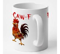 Personalized Chickens Pun Sarcastic Ceramic Coffee Cup, Funny Caw-F Chicken White Coffee Mug 11 Oz 15 Oz, Custom Name Crazy Rooster Chicken Humor Accent Cup Gift For Men Women Office Worker Friends