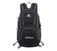 Personalized Children Backpack with Embroidered Name, 20L Lightweight Waterproof Foldable Backpack, Small Hiking Rucksack for Boys Girls, Kids School Bags for School, Camping, Hiking 40x25 (Black)
