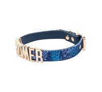 Personalized Choker Collar For Men Women Custom Letters On Snakeskin Leather Punk Goth Cosplay Role-Play Fashion Necklace (Blue)