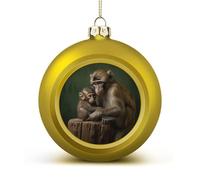 Personalized Christmas Ball Ornaments - 2.4 Inch Wildlife Monkey Shatterproof Xmas Tree Hanging Decor with Lanyard, Golden Holiday Wedding Party Decoration Keepsake Gifts