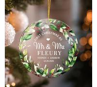 Personalized Christmas Bauble for Newlyweds Mr and Mrs Wedding Gift Customizable Name Xmas Married Ornament 2025 Our First Christmas Decorations Engagement Gift for Wife Husband