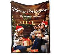 Personalized Christmas Blanket Customized Photo Gifts for Family Friends Couples | Soft Cozy Fleece Custom Xmas Throw Blanket Holiday Decor for Couch Bed Office Camping - Machine Washable