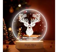 Personalized Christmas Cards Light up Xmas Card Acrylic Decorative Light Plaque LED Christmas Reindeer Decor Standee Custom Light-Up Transparent Xmas Illuminated Decorations
