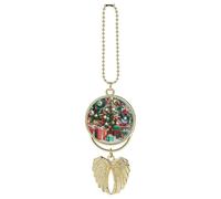 Personalized Christmas Decoration Car Rearview Mirror Ornament Double Side Custom Photo Picture Car Hanging Pendant Accessories Alloy Angel Wings Vehicle Decoration Golden