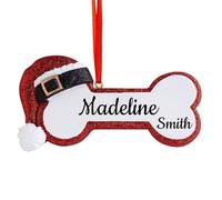 Personalized Christmas dog bone pendant, dog bone-shaped resin pendant, puppy's first Christmas, new dog, first pet owner souvenir gift, custom name