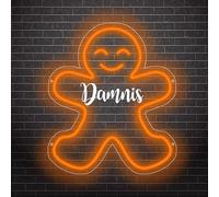 Personalized Christmas Gingerbread Man Neon Sign for Wall Decor, Custom Name LED Light Up Christmas Gingerbread Man Neon Night Light for Bedroom, Teen Kids Xmas Neon Light Gift Party Decoration
