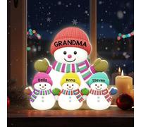 Personalized Christmas Grandma Grandkids Snowman Together,3D Effect LED Light Box, Personalized Grandmas Snowmen with Kids Name,Cozy Christmas Vibe Home Decoration,Xmas Gift for Grandma