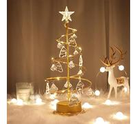 Personalized Christmas Hat Name Crystal Christmas Tree With LED Lights, Custom Tabletop Metal Tree Lamp, Xmas Decoration Gifts for Family Mom Dad